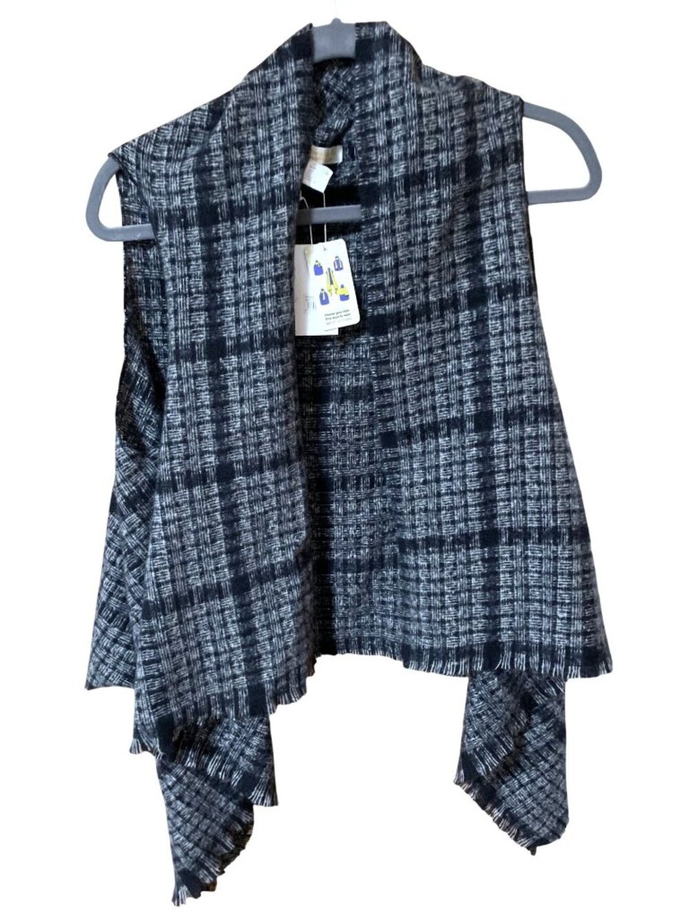 NWT Seven Islands One Size Plus 5 Way Convertible Scarf Wrap Black Gray Shawl